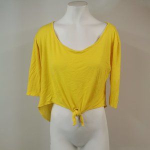 Arden B Yellow Tie-Front Crop Top